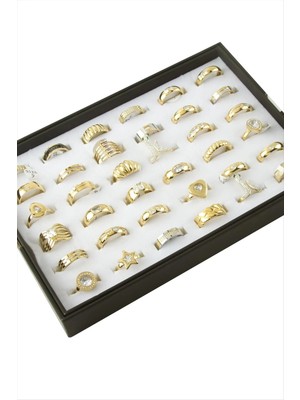 Karışık Lüks Zirkon Taşlı Çelik Yüzük 1 Adet Nemere