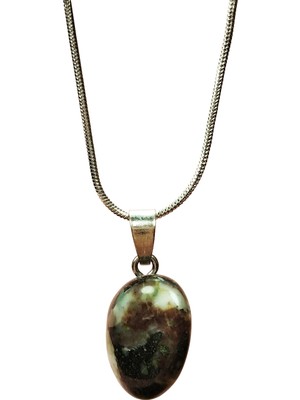 Turmalin Doğal Taşı Zincirli El Yapımı Kolye Uç: 2 cm Zincir: 20 cm Kutulu Nemere