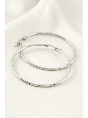 Halka Lüks Çelik Küpe 5,5 cm Nemere