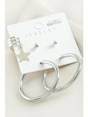 5 Adet Yıldız Boru Halka Küpe 3,5 cm Nemere