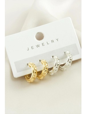 4 Adet Üçgen Desenli Halka Küpe Nemere