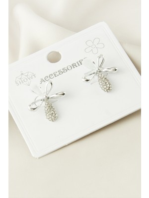 Çiçek Taşlı Küpe Nemere