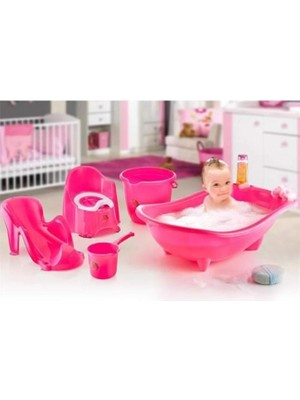 5 Parça Oturaklı Bebek Bakım Yıkama Seti Pembe Nemere