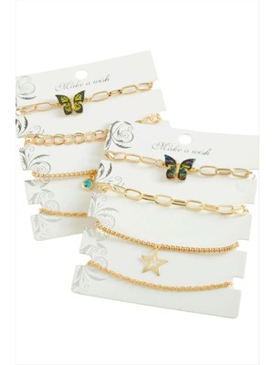 4 Adet Kelebek Trend Zincir Bileklik Nemere