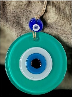 Yeşil Nazar Boncuklu Duvar Süsü 10 cm Cam Duvar Dekoru Nemere
