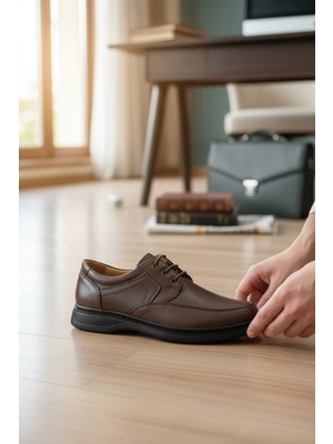 Enoch Hakiki Deri Erkek Casual Ayakkabı - Ortopedik Destekli Bağcıklı Tasarım