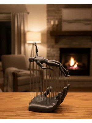 3D El Insan Figürü Gri Modern Ev ve Ofis Dekoru Nemere