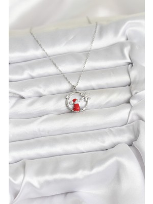 316L Çelik Zincir Gümüş Zirkon Taşlı Yılbaşı Tema Kadın Kolye Nemere