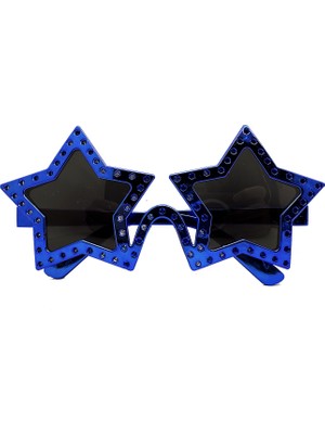 Nemere Mavi Renk Yıldız Şekil Parti Gözlüğü Retro 16X7 cm (4887)