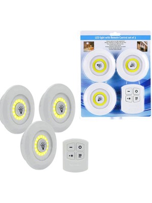 3lü Uzaktan Kumandalı Yapışkanlı Kablosuz LED Spot Lambalar Nemere
