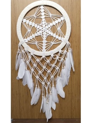 Yıldız Motifli Ekru Renk Büyük Boy Düş Kapanı Duvar Dekoru Nemere