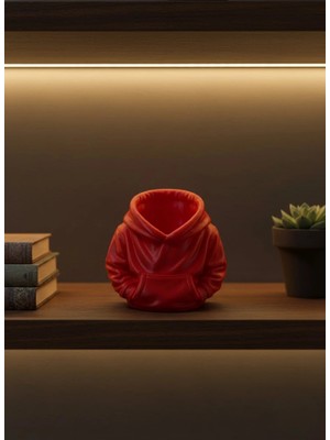 Dekoratif Kırmızı Hoodie Kalemlik 10X10 cm Nemere