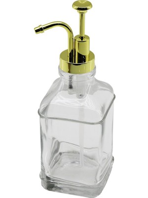 Nemere Kare Cam Şişe - Şeffaf Sıvı Sabunluk 500ML Pompa - Musluk Ayrık Model Başlı (4887)