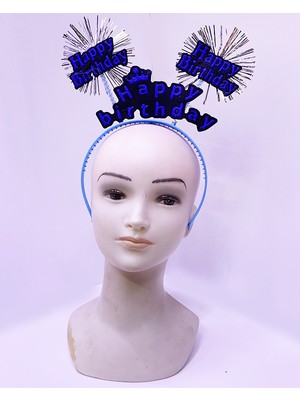 Nemere Happy Birthday Yazılı Püsküllü Neon Mavi Renk Doğum Günü Tacı 22X19 cm (4887)