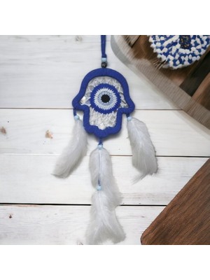 Nazar Boncuğu Motifli Mavi Fatma Ana Eli Duvar Süsü Nemere