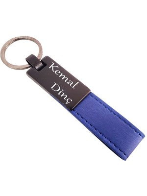 Lacivert Deri Metal Anahtarlık Nemere