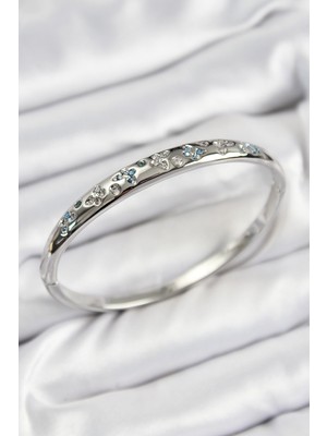 Pirinç Zirkon Taşlı Kelebek Model Gümüş Renk Kadın Kelepçe Nemere