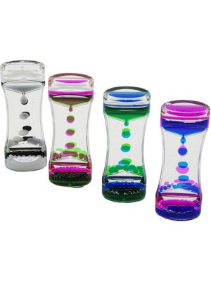 Nemere Çift Renk Su Çift Katlı Dar Şişe Model  Sulu Kum Saati Mika Akrilik Plastik 13.7 x 5.2 x