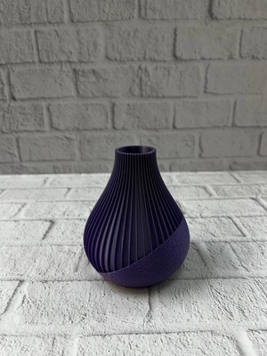 Mor Çizgili Dekoratif Vazo 11 cm Modern Tasarım Aksesuar Nemere