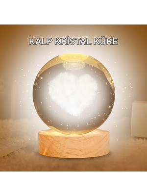 Kalpli LED Işıklı Cam Küre Büyük Boy Kristal Tasarım Nemere