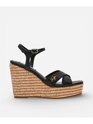 Steve Madden Cylo Black Leat Kadın Siyah Topuklu Sandalet Cylo
