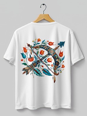 Base Art Tasarım Tişört Yay Burcu Oversize Unisex