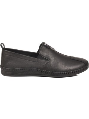 Ayakmod Siyah Hakiki Deri Ortopedik Erkek Günlük Ayakkabı Premium 308 M