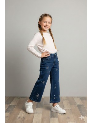 Breeze Kız Çocuk Önü Yıldızlı Kot Pantolon BRE-21928
