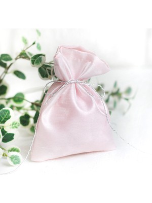 Bimotif 10 Adet Osmanlı Ipeği Kına, Söz, Nişan Hediye Kesesi, 10X15 Cm, Pembe