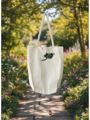 Lilyum Tekstil Koton Kumaş Boncuk Işlemeli Çanta