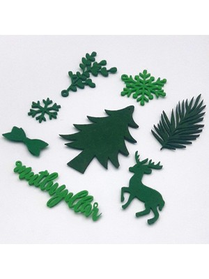 Bimotif Yılbaşına Özel Yeşil Keçe Süs Seti (8 Adet)