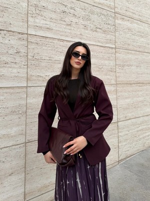 Laluvia Bordo Bağcıklı Ceket - 9702