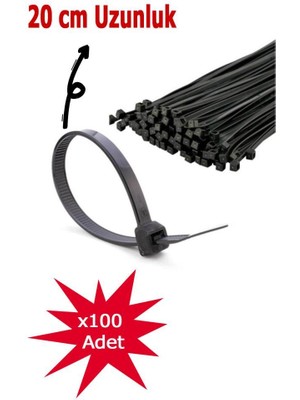 Rutter 3.6X200 mm Siyah Kablo Bağı 100’LÜ – Extra Dayanıklı Plastik Cırt Kelepçe RT-3105