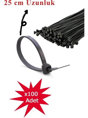 Rutter 3.6X250 mm Siyah Kablo Bağı 100’LÜ – Extra Dayanıklı Plastik Cırt Kelepçe RT-3106