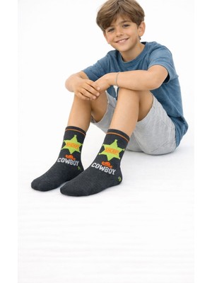 Gigi Giyim Şerif Kovboy Baskılı Erkek Çocuk Soket Çorap