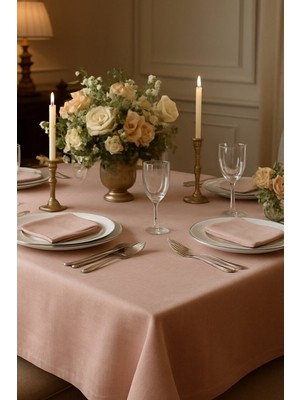 Bimotif Pudra - Somon Dertsiz Osmanlı Ipeği Masa Örtüsü   95X95 cm