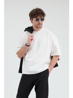 Gothamvibes Erkek Chill Boxy Premium Krem T-Shirt