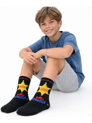 Gigi Giyim Şerif Kovboy Baskılı Erkek Çocuk Soket Çorap