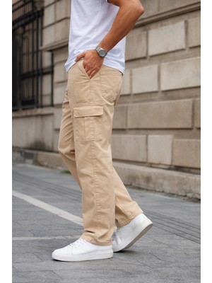 Comstar Erkek Kargo Cepli Pamuklu Taş Baggy Pantolon