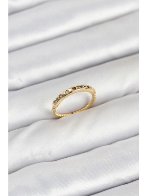Luz&Pos Pirinç Gold Renk Renkli Zirkon Taşlı Kadın Yüzük
