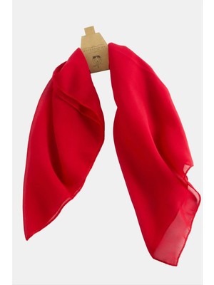 Kırmızı Siyah Şifon Fular 50 cm Nemere