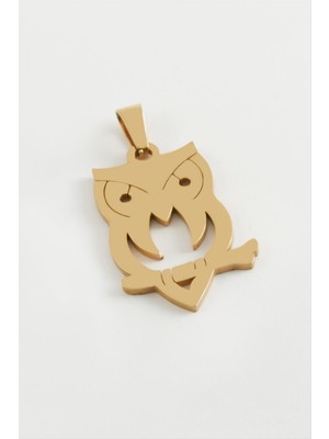 Baykuş Çelik Kolye Ucu 3 cm Nemere