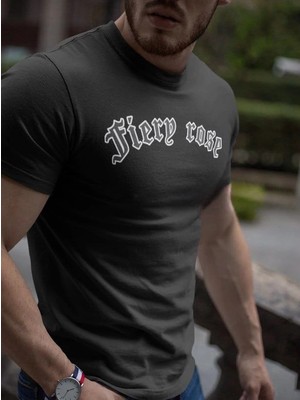 Nemere Bisiklet Yaka Baskılı Oversize T-Shirt - Siyah