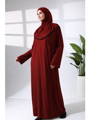 Likapashop Likralı Viskon Başörtülü Namaz Elbisesi 1874