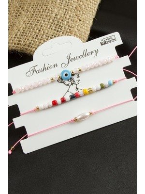 3 Adet Nazar Kristal Kum Boncuk Bileklik Nemere