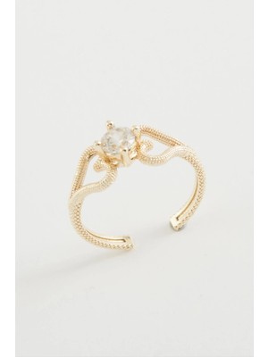 Kalp Tek Taşlı Yüzük Nemere