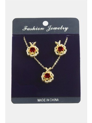 Çiçek Zirkon Taşlı Set Kolye Nemere
