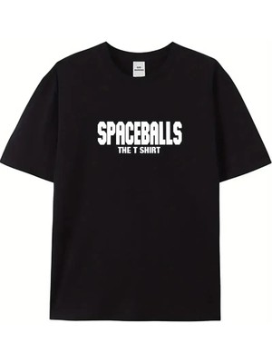 Nemere 20/1 Penye Compack Spaceballs   Baskılı Oversize Bisiklet Yaka Kısa Kol Yazlık T-Shirt - Siyah
