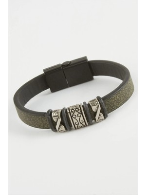 Çini Desenli Kaliteli Mıknatıslı Suni Deri Bileklik Nemere