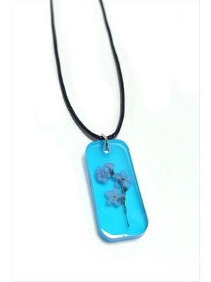 Unutmabeni Çiçeği Dikdörtgen Epoksi Kolye Nemere